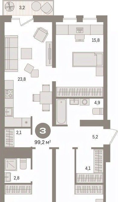 квартира г Сургут 35-й микрорайон ЖК квартал Новин 35-й фото 1