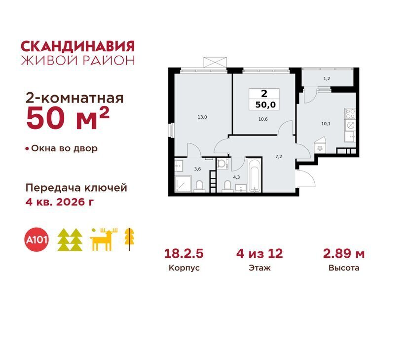 квартира г Москва метро Коммунарка ТиНАО жилой комплекс Скандинавия, улица Эдварда Грига, 5 фото 1