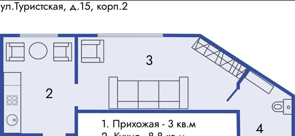 квартира г Санкт-Петербург ул Туристская 15к/2 Беговая фото 11