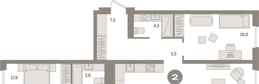 квартира г Сургут 35-й микрорайон ЖК квартал Новин 35-й фото 1