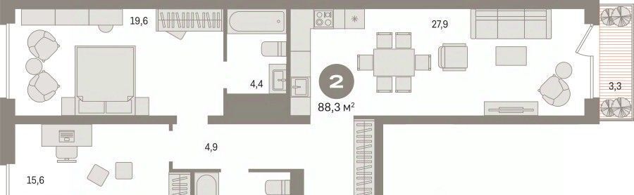 квартира г Сургут 35-й микрорайон ЖК квартал Новин 35-й фото 1