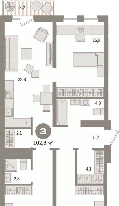квартира г Сургут 35-й микрорайон ЖК квартал Новин 35-й фото 1