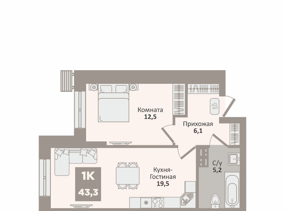 квартира г Курган п Заозерный р-н мкр 12-й жилрайон, 2 фото 1