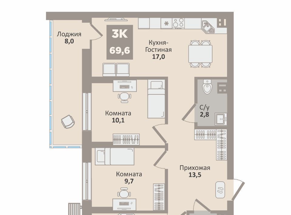 квартира г Курган п Заозерный мкр 1а жилрайон фото 1