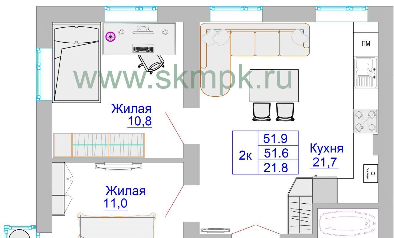 квартира г Калининград р-н Московский ул Печатная фото 1