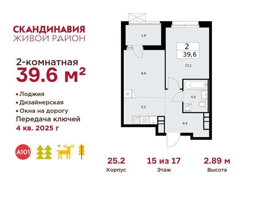 квартира г Москва метро Коммунарка ТиНАО жилой комплекс Скандинавия, 25. 2 фото 1