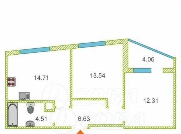 квартира г Тюмень р-н Калининский ул Новоселов 113 фото 13