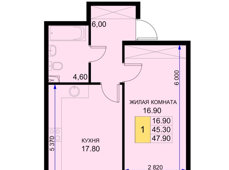 квартира р-н Динской п Южный ул Екатерининская 5к/1 ЖК «История-2» Южно-Кубанское с/пос фото 1