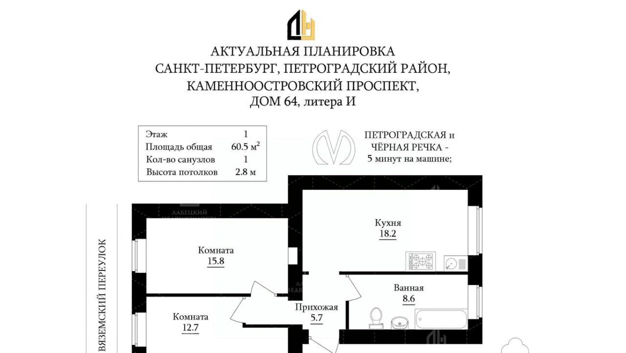 квартира г Санкт-Петербург метро Петроградская пр-кт Каменноостровский 64и фото 2