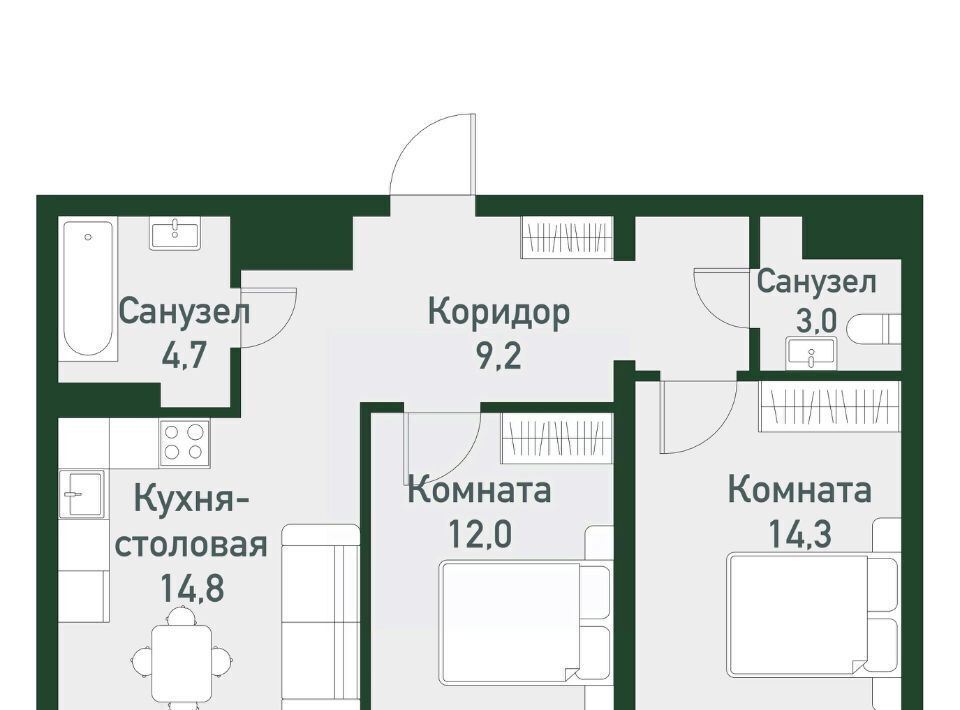 квартира р-н Сосновский п Западный р-н мкр Привилегия Кременкульское с/пос фото 1