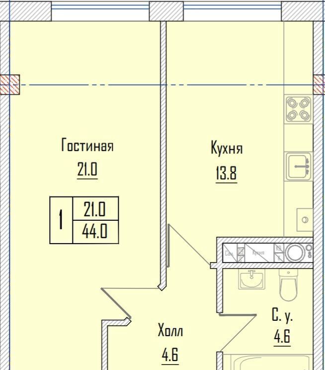 квартира г Нальчик Затишье ул Шарданова 48 ЖК «Центральный» корп. 2 фото 6