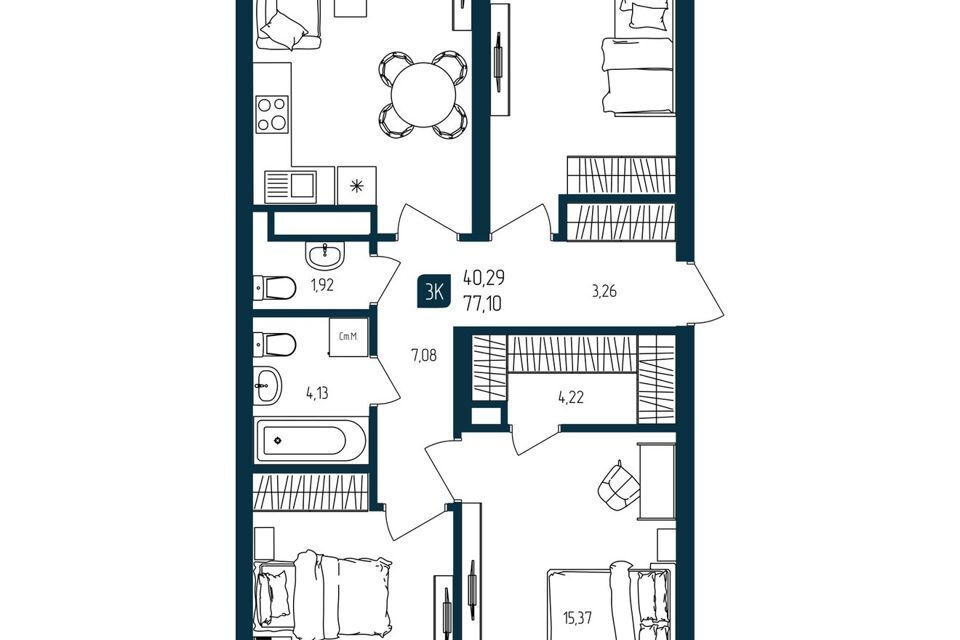 квартира г Тюмень ул Кулибина 116/3 Тюмень городской округ фото 1