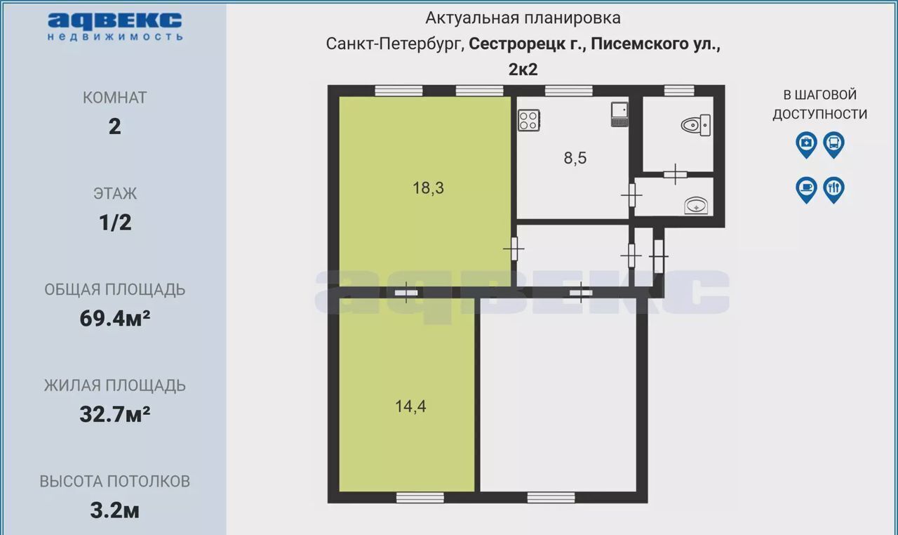 комната г Сестрорецк ул Писемского 2к/2 р-н Курортный фото 2