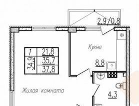 квартира г Краснодар р-н Прикубанский ул им. Валерия Вишневецкого 13/3 фото 19