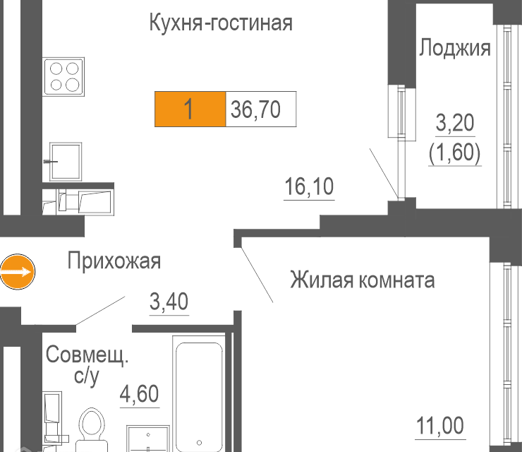 квартира г Екатеринбург р-н Ленинский Екатеринбург городской округ, Академика Бардина, 21 фото 1