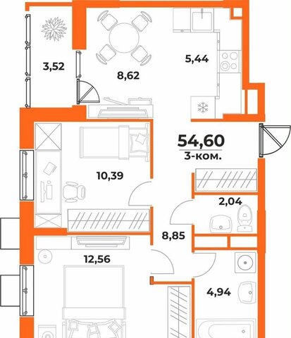 квартира р-н Железнодорожный ул Воронежская 3 ЖК «Живописный сад» фото