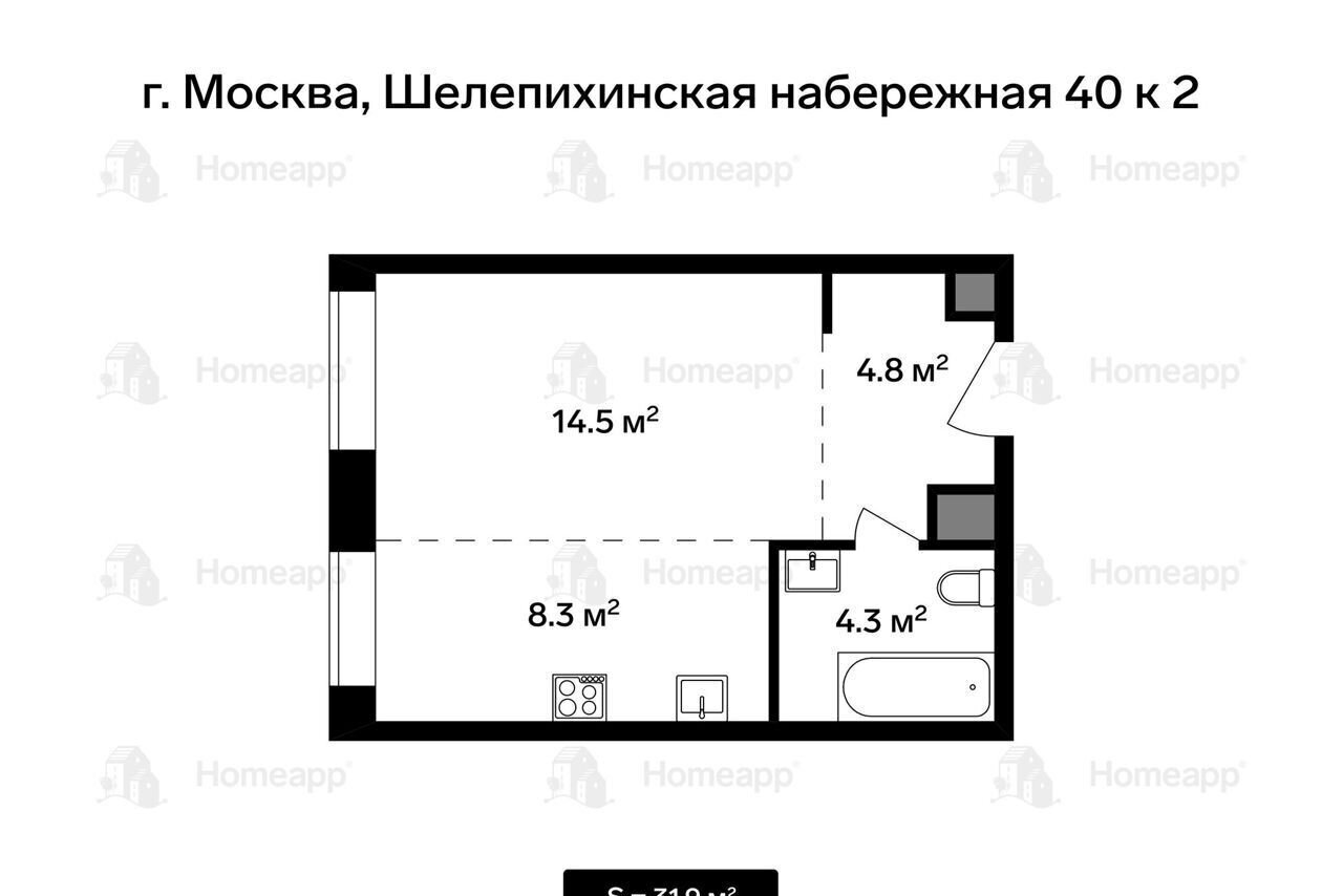 квартира г Москва метро Шелепиха наб Шелепихинская 40к/2 ЖК «Сидней Сити» муниципальный округ Хорошёво-Мнёвники фото 26