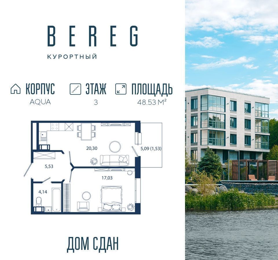 квартира г Сестрорецк ул Инструментальщиков 18 ЖК апартаментов «BEREG. Курортный» р-н Курортный фото 2