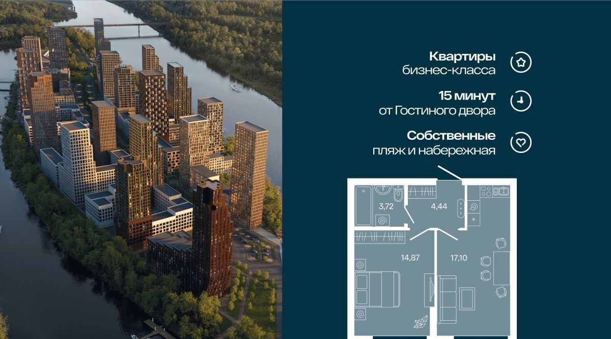 квартира г Уфа р-н Кировский ЖК "Белый остров" Кузнецовский Затон мкр фото 1