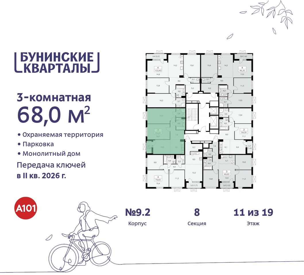 квартира г Москва п Сосенское пр-кт Куприна 2 ЖК Бунинские Кварталы метро Улица Горчакова метро Коммунарка Сосенское, Ольховая, Бунинская аллея фото 2