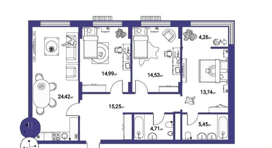 квартира г Тюмень р-н Центральный ул Братьев Бондаревых 1 ЖК «Life Residence квартал и парк» Центральный административный округ фото 2