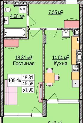 квартира р-н Зеленоградский г Зеленоградск ул Гагарина 87 ЖК «Атлантис» фото 5