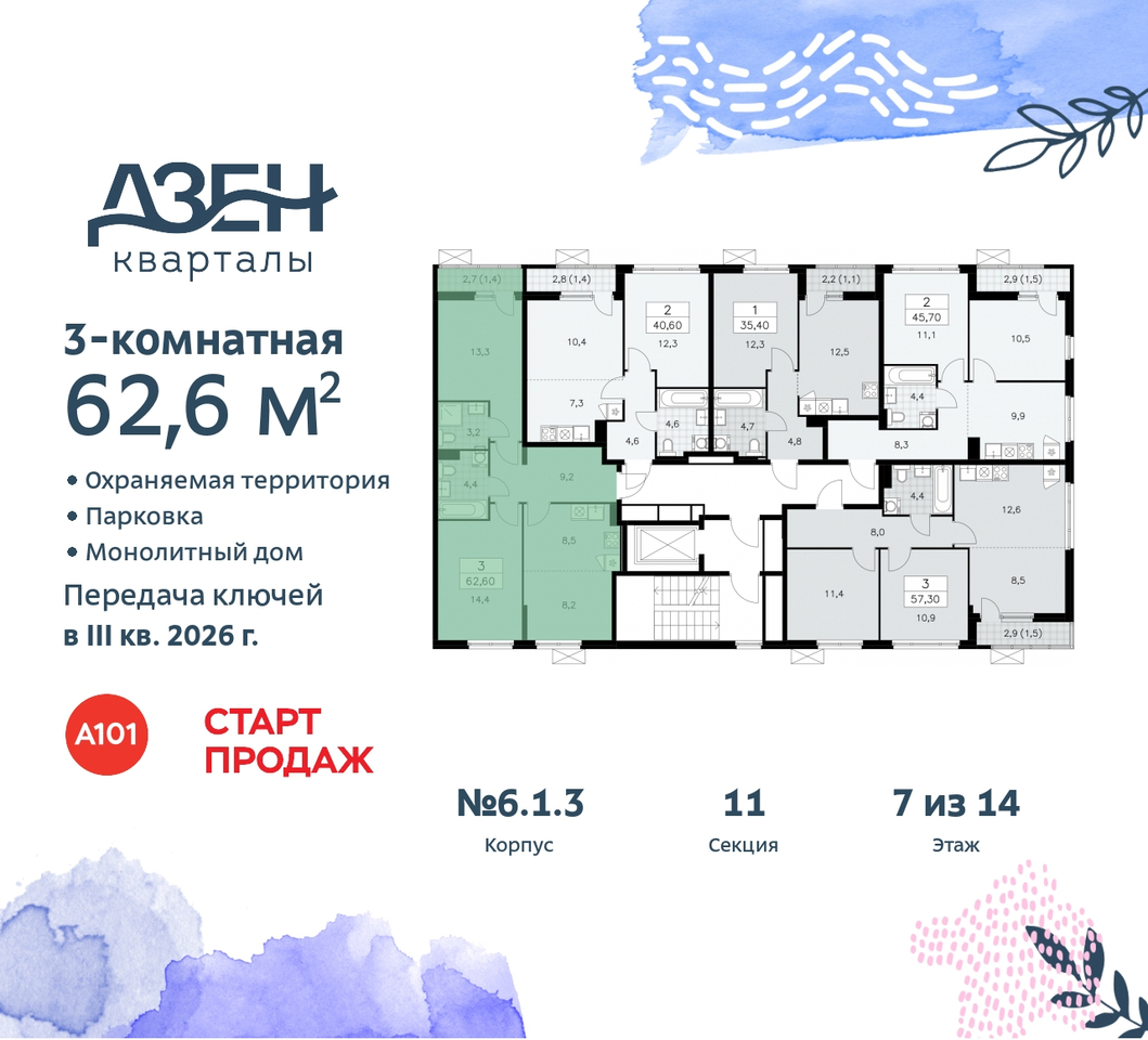 квартира г Москва п Сосенское метро Бунинская аллея метро Ольховая Сосенское, Дзен-кварталы, 2. 1, Коммунарка, Улица Горчакова, Бульвар адмирала Ушакова фото 2