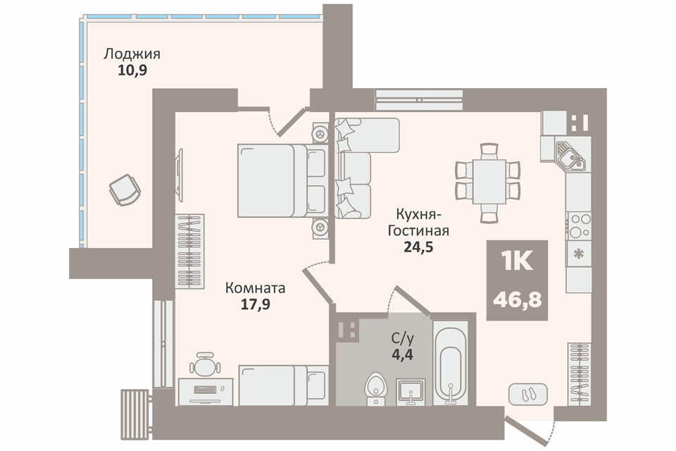 квартира г Курган Курган городской округ, 12-й микрорайон, 4 стр фото 1