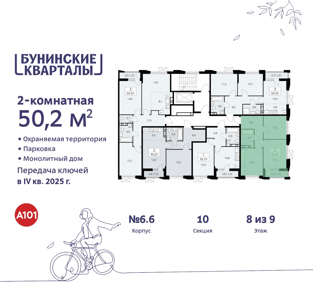 квартира г Москва п Сосенское пр-кт Куприна 2 ЖК Бунинские Кварталы метро Улица Горчакова метро Коммунарка Сосенское, Ольховая, Бунинская аллея фото 2