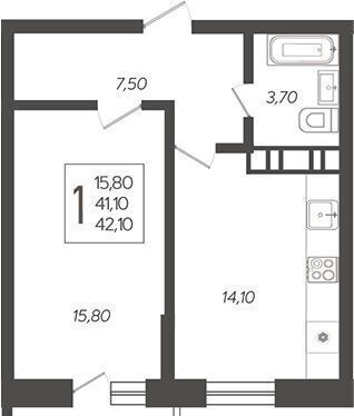 квартира г Краснодар р-н Прикубанский ул Ярославская 4 д. 115 фото 6