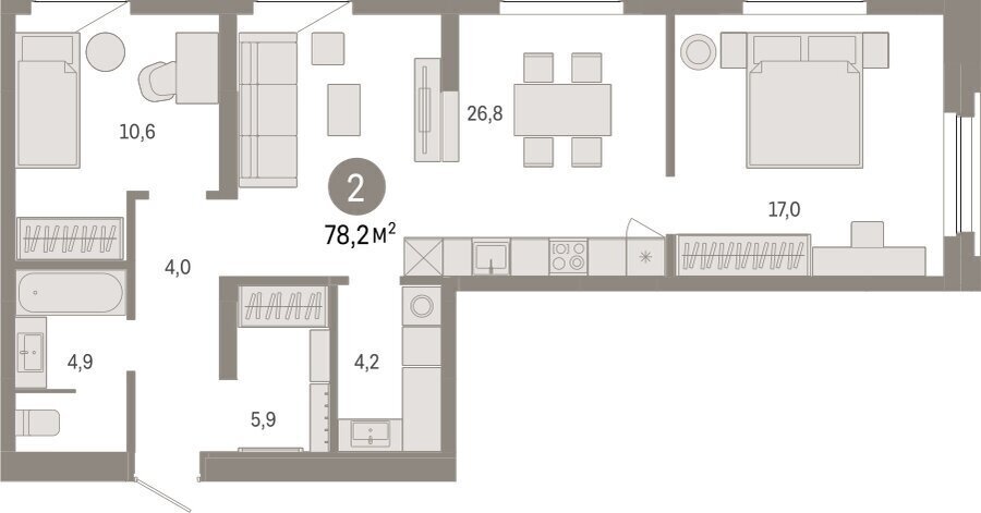 квартира г Тюмень ул Мысовская 26к/2 фото 1