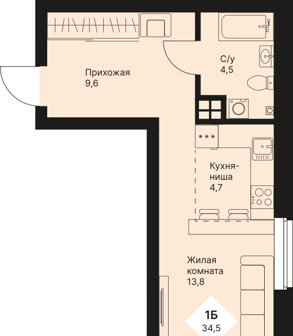 квартира г Екатеринбург р-н Орджоникидзевский Эльмаш ЖК Веер Парк Проспект Космонавтов, жилрайон фото 1