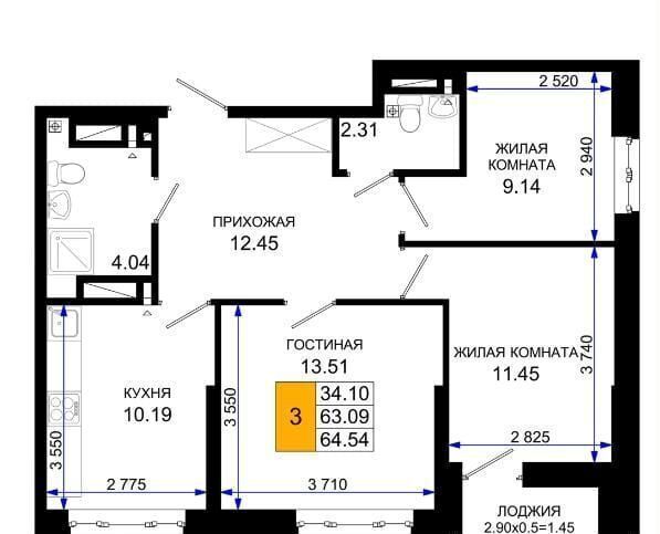 квартира г Ростов-на-Дону р-н Октябрьский пер Элеваторный ЖК «Октябрь Парк» поз. 2. 1 фото 2