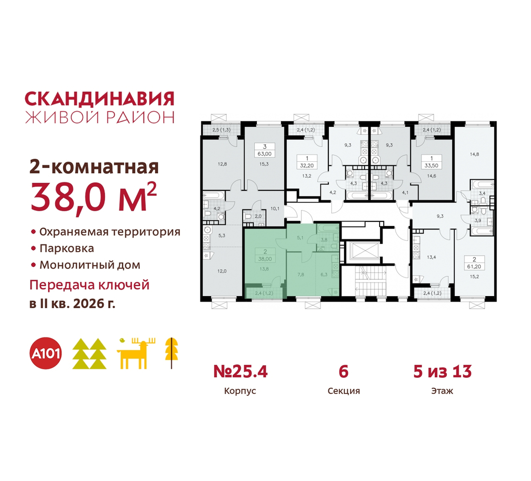 квартира г Москва п Сосенское б-р Скандинавский 25/4 жилой район «Скандинавия» Сосенское, Бутово фото 2