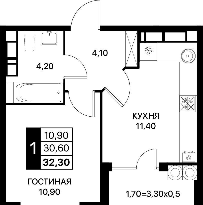 квартира г Ростов-на-Дону р-н Первомайский пр-кт Шолохова 19 ЖК «Сияние Квартал на Шолохова» корп. 1 фото 1