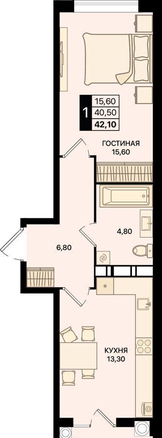 квартира г Ростов-на-Дону р-н Первомайский пр-кт Шолохова 1/1 ЖК «Движение61» корп. 2, стр. 3. фото 1