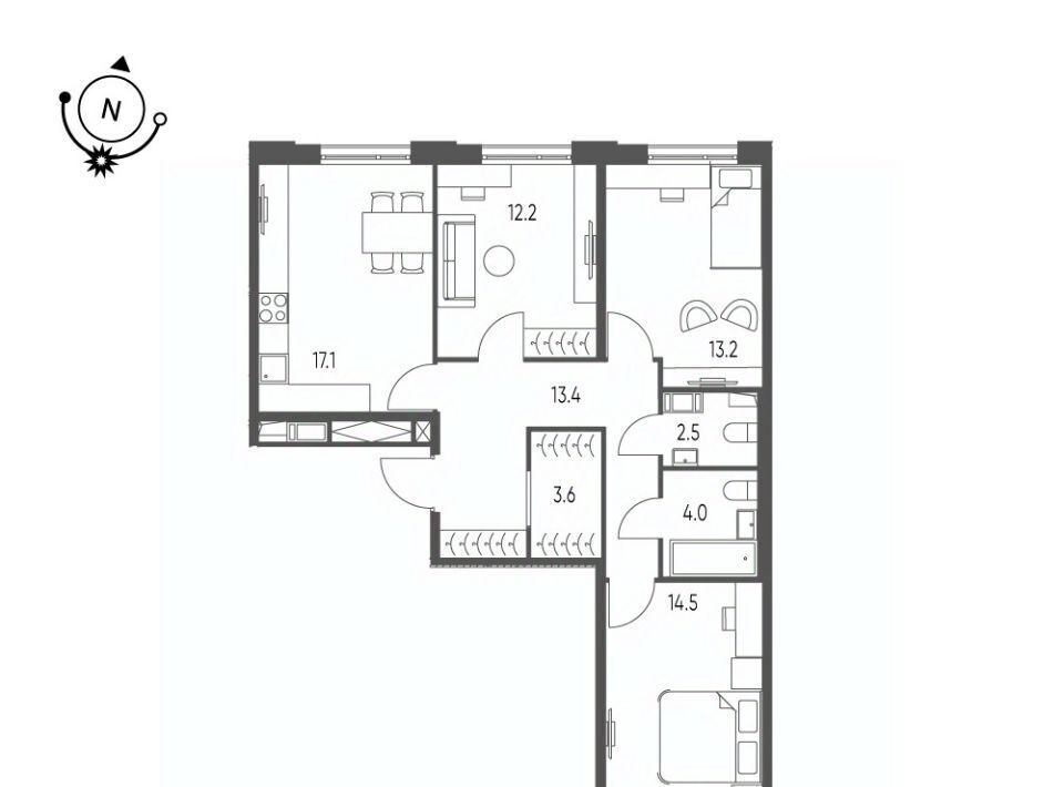 квартира г Омск р-н Кировский микрорайон Зелёная Река 14 фото 1