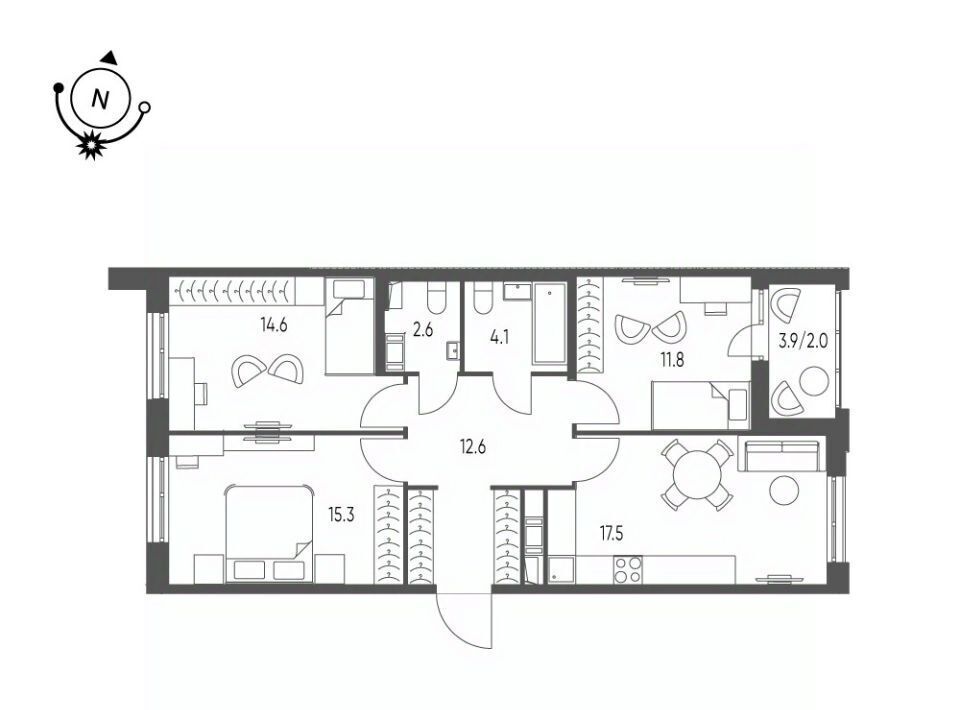 квартира г Омск р-н Кировский микрорайон Зелёная Река 13 фото 1