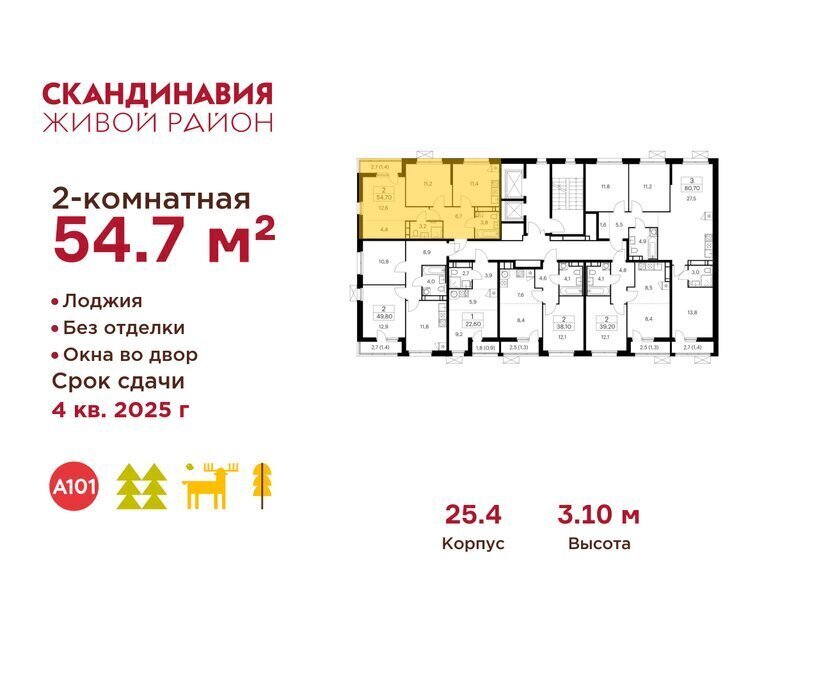 квартира г Москва метро Коммунарка ТиНАО жилой комплекс Скандинавия, 25. 4 фото 2