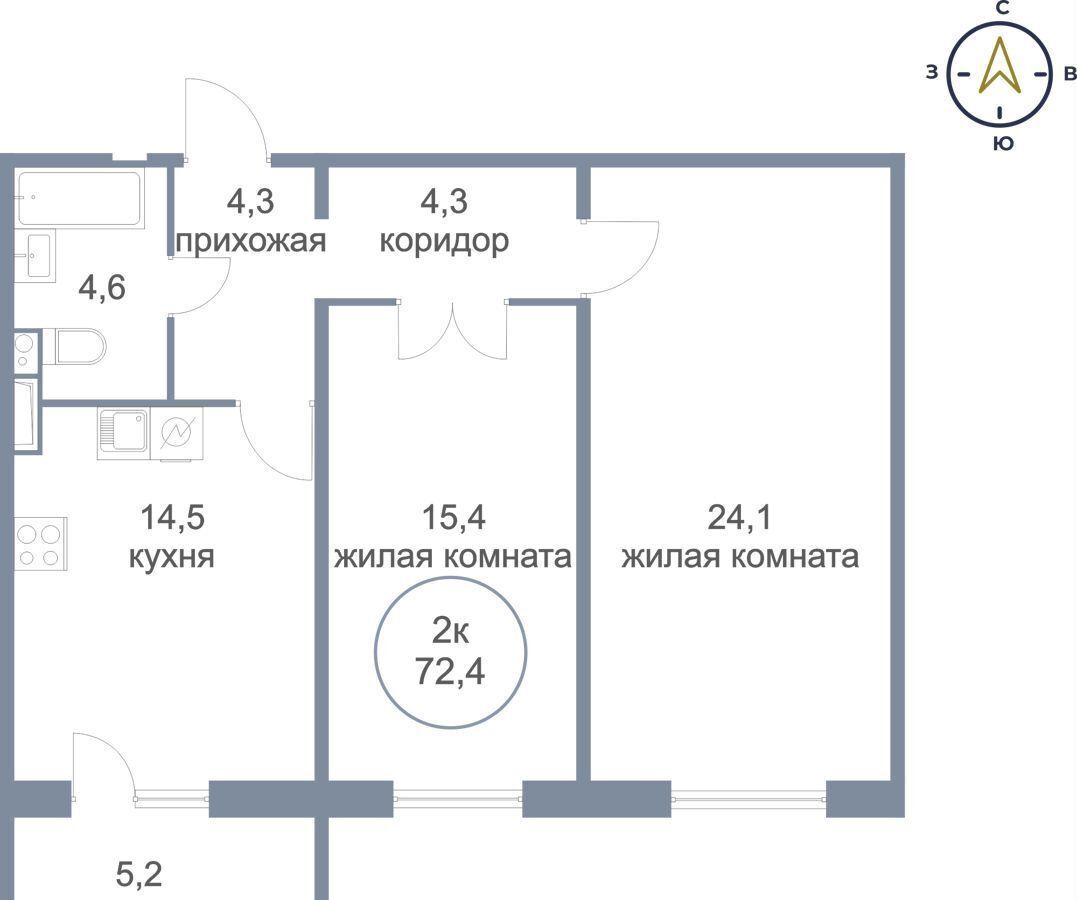 квартира г Сургут р-н Восточный тракт Югорский 54/2 ЖК «Георгиевский» фото 1