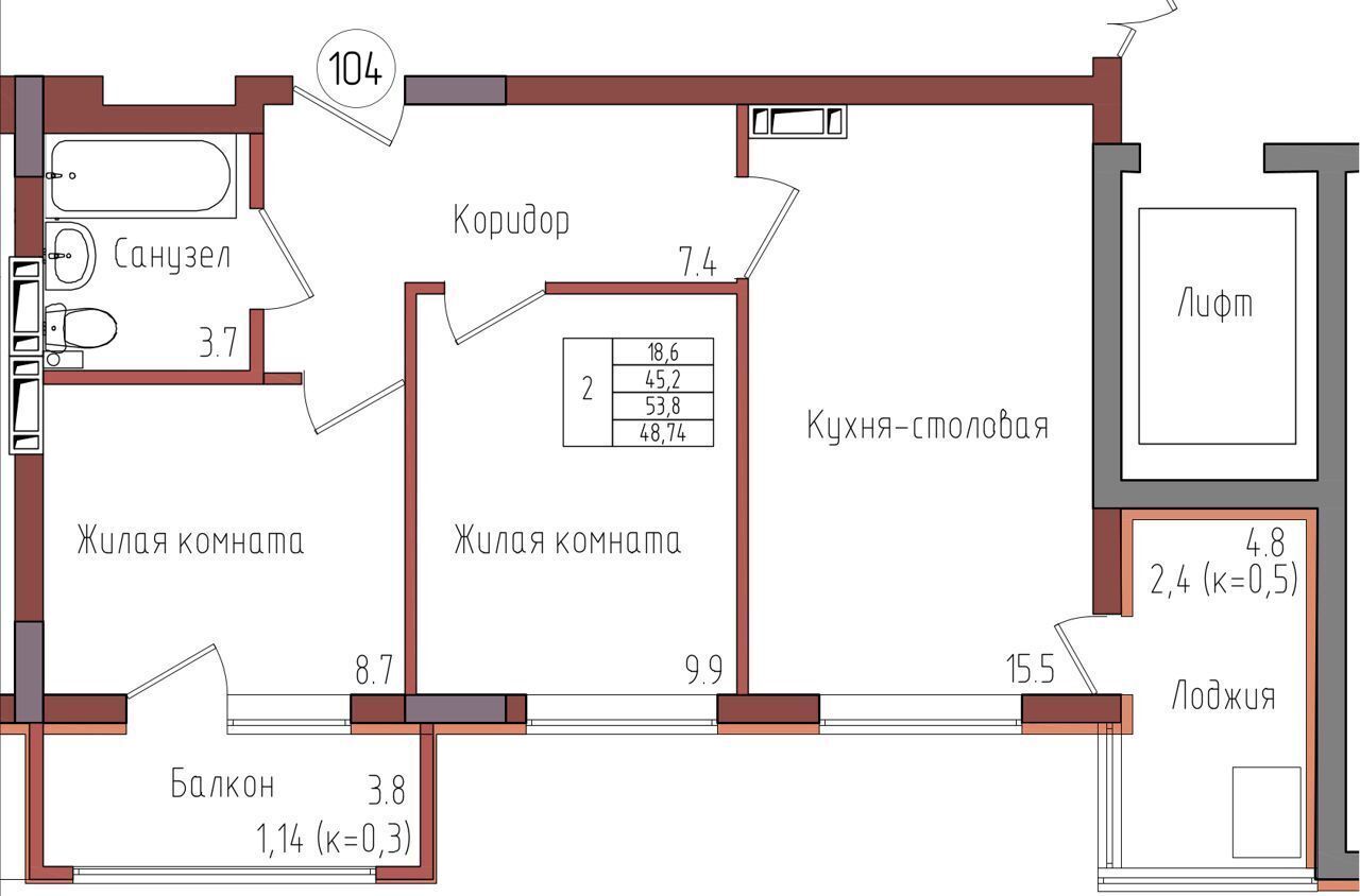 квартира г Калининград р-н Центральный ул Дубовая аллея 2 ЖК «Теодор Кроне» корп. 1, д. 3А фото 1