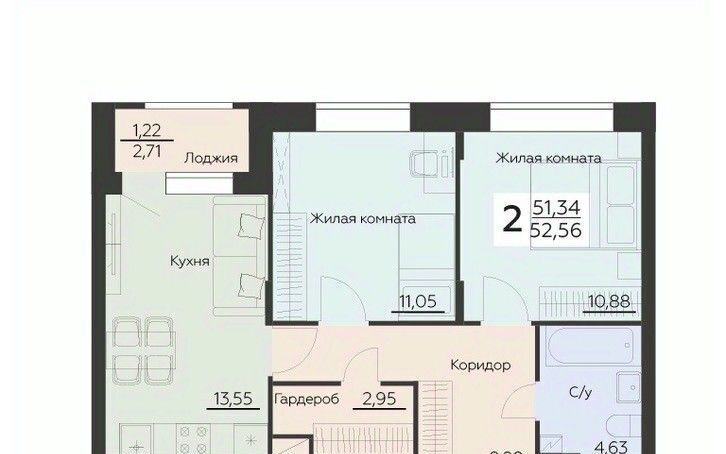 квартира г Воронеж р-н Левобережный ул Циолковского 27 ЖК "Заря",ЖК "Заря","Заря" фото 1