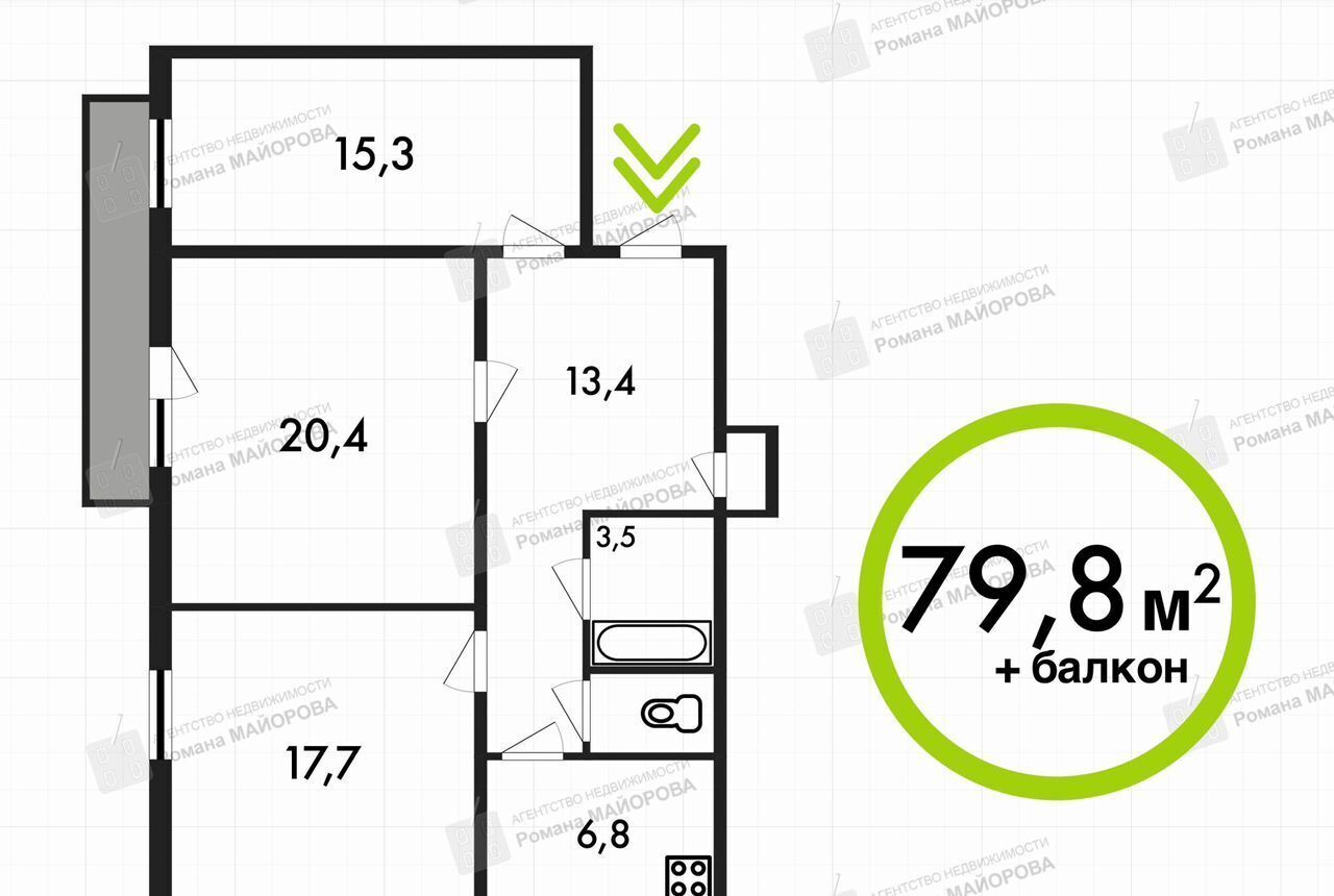 квартира г Калуга р-н Ленинский ул Мира 23 мкр-н Куровской фото 22