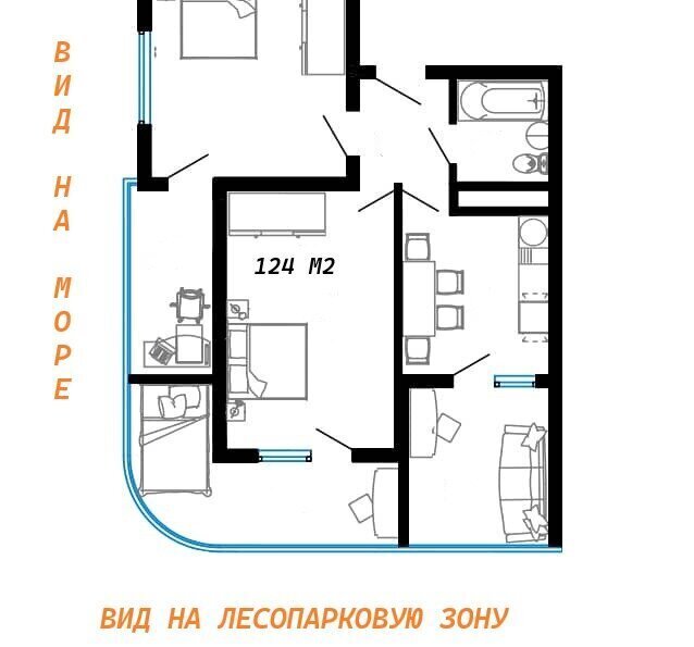 квартира г Сочи с Русская Мамайка р-н Центральный внутригородской улица Макаренко, 34/18 фото 16