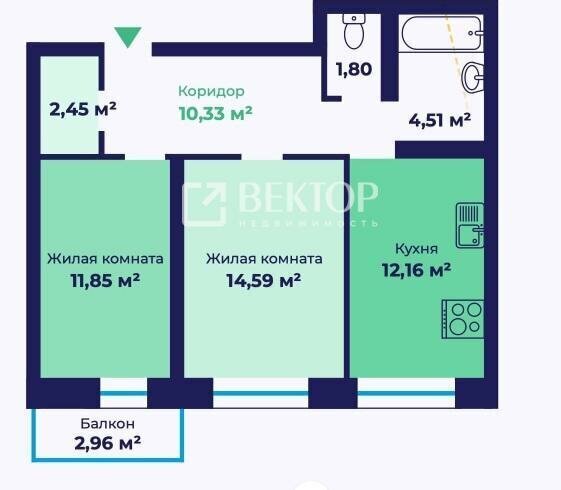 квартира г Ярославль р-н Фрунзенский ЖК «АЭРОПАРК» район Сокол фото 5