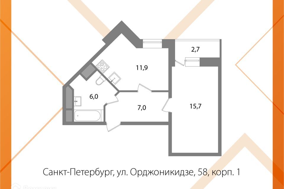 квартира г Санкт-Петербург ул Орджоникидзе 58/1 Московский район фото 2