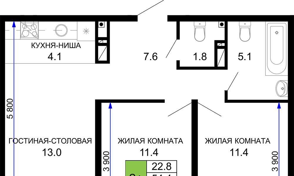 квартира г Краснодар р-н Прикубанский ЖК «Дыхание» фото 1