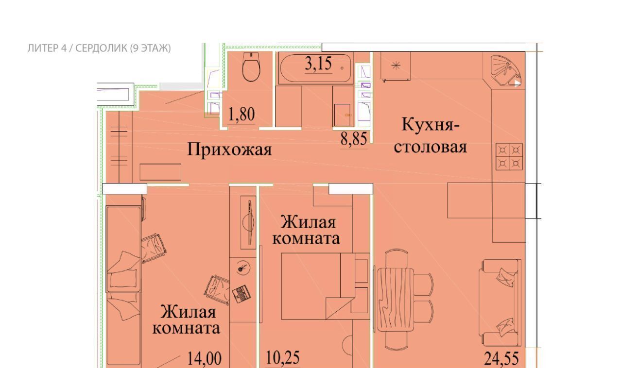 квартира г Иваново р-н Октябрьский микрорайон Самоцветы 4 фото 1