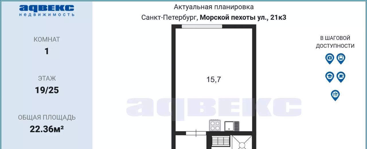 квартира г Санкт-Петербург метро Автово ул Маршала Казакова 21к/3 округ Юго-Запад фото 2