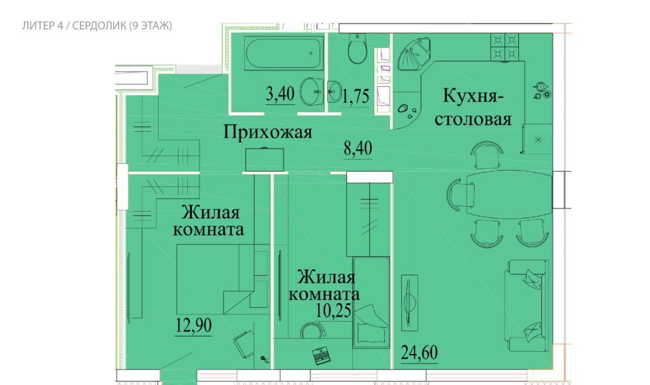 квартира г Иваново р-н Октябрьский микрорайон Самоцветы 4 фото 1